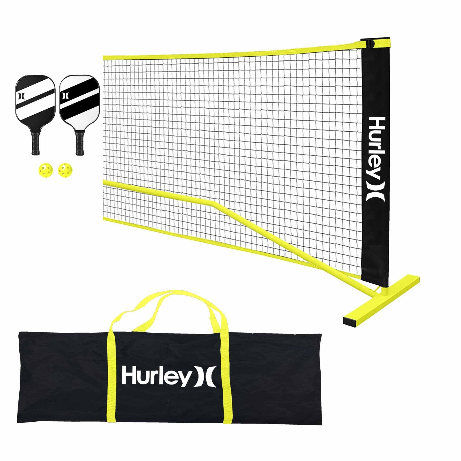 Hurley White & Yellow Pickle Ball & Net Set