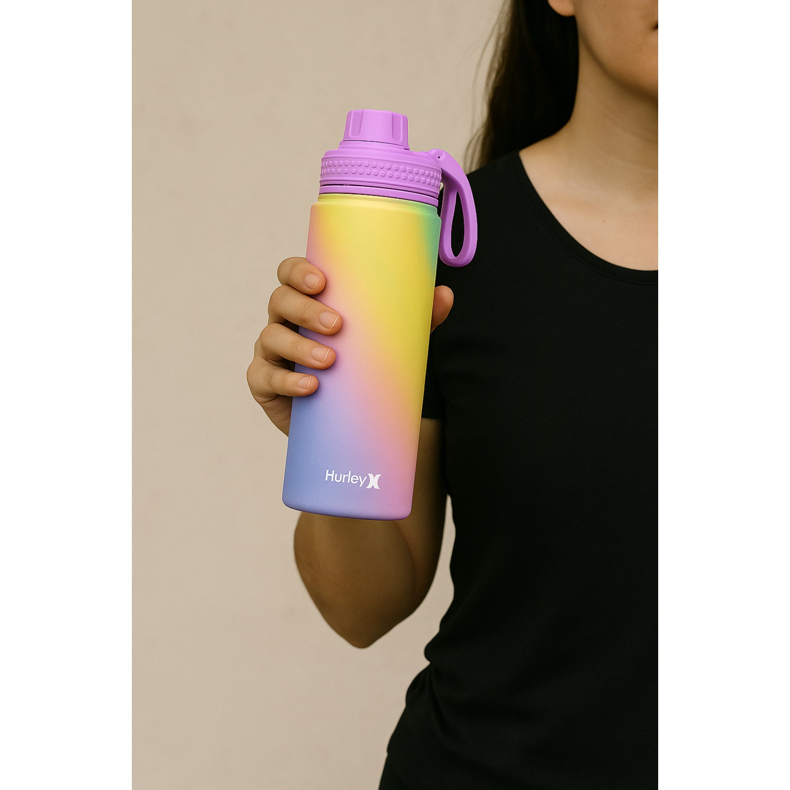 Hurley 16Oz Reusable Water Bottle With Chug Cap Stainless Steel Sports Bottle