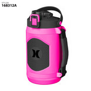 Hurley 1.9L Stainless Steel Water Bottle – Leakproof, 12-Hour Cold, with Handle (Black/Pink)