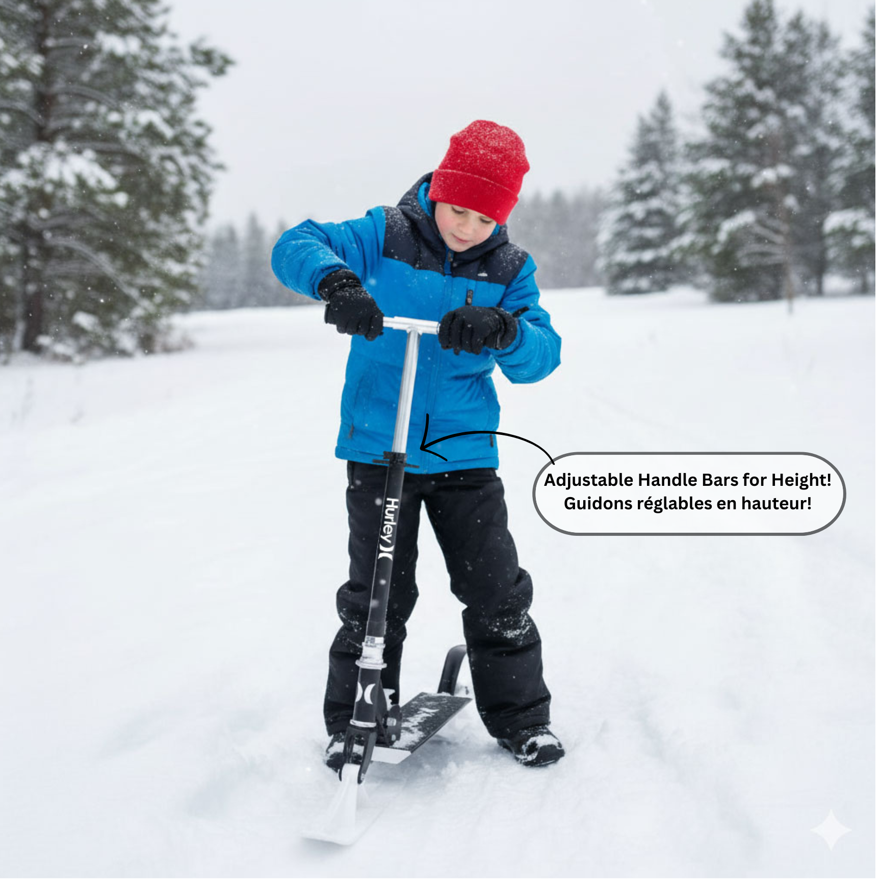 Hurley 2-In-1 Adjustable Snow Or Road Scooter (1700004A)