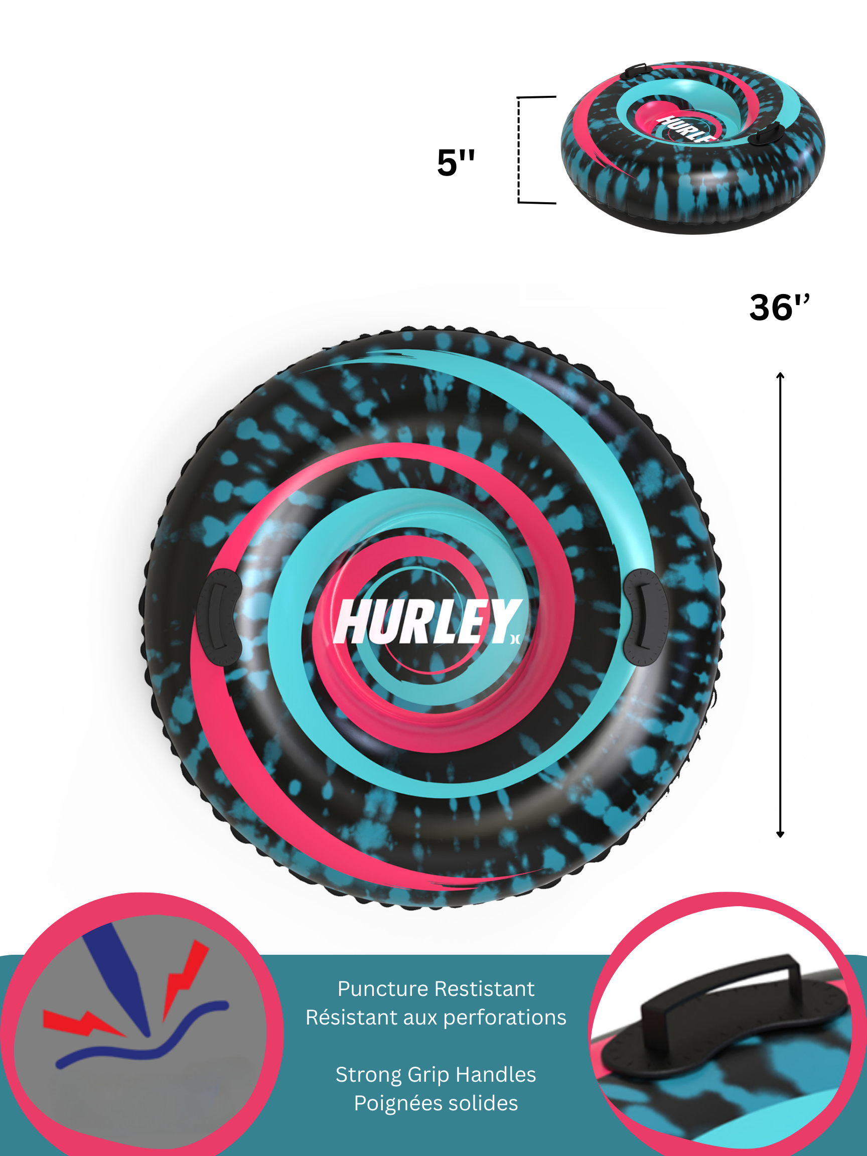 Hurley 36" Snow Tube Vortex Twist Design (190402H)