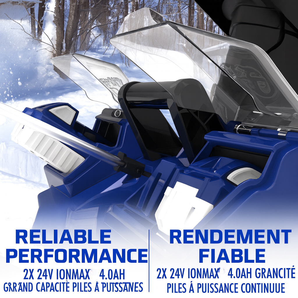 Snow Joe 48-Volt* IONMAX Snow Blower Bundle | 2 x 4.0-Ah Batteries, Dual Port Charger, Cover, Ice Scraper, and Extended Warranty