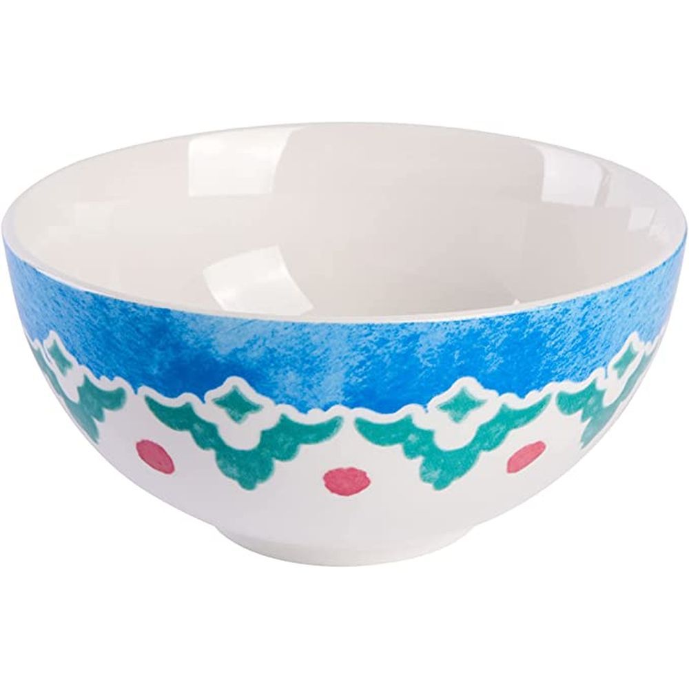 Tia Mowry 18 Piece Fine Ceramic Dinnerware Set, Golden Blue