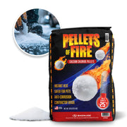 Snow Joe Pellets of Fire 20lb Calcium Chloride Ice Melt – Fast-Acting Blue Pellets