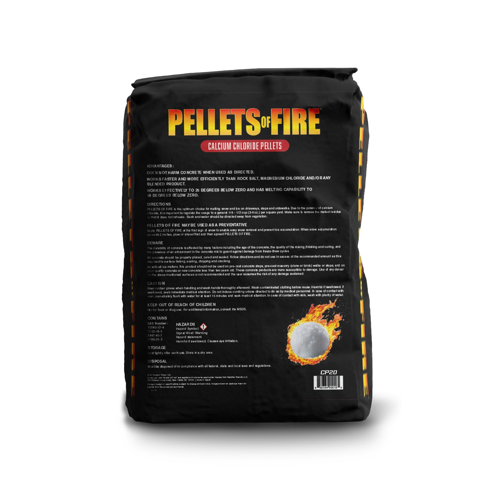 Snow Joe Pellets of Fire 20lb Calcium Chloride Ice Melt – Fast-Acting Blue Pellets