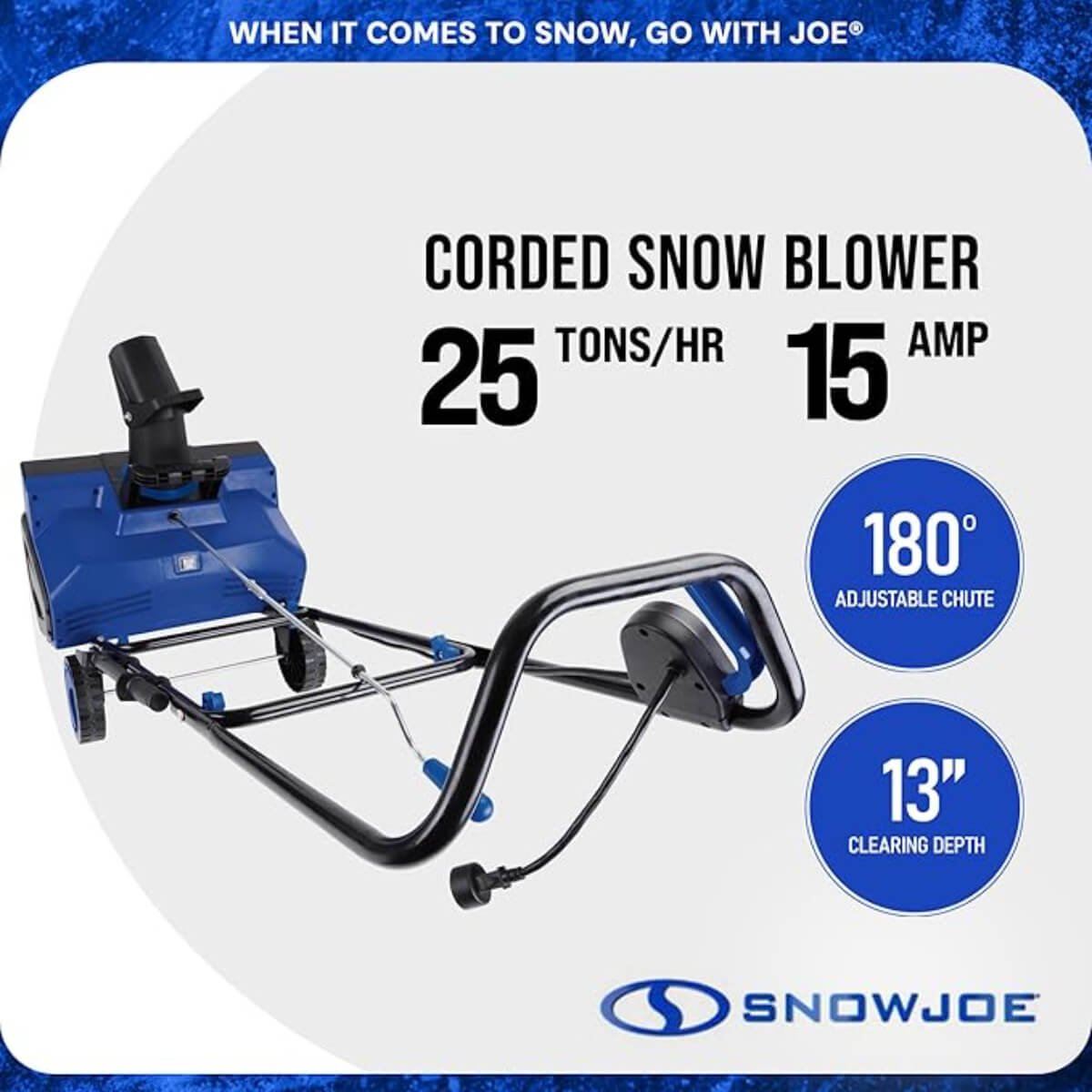 Snow Joe Electric Walk-Behind Snow Blower with Dual LED Lights, 22 inch