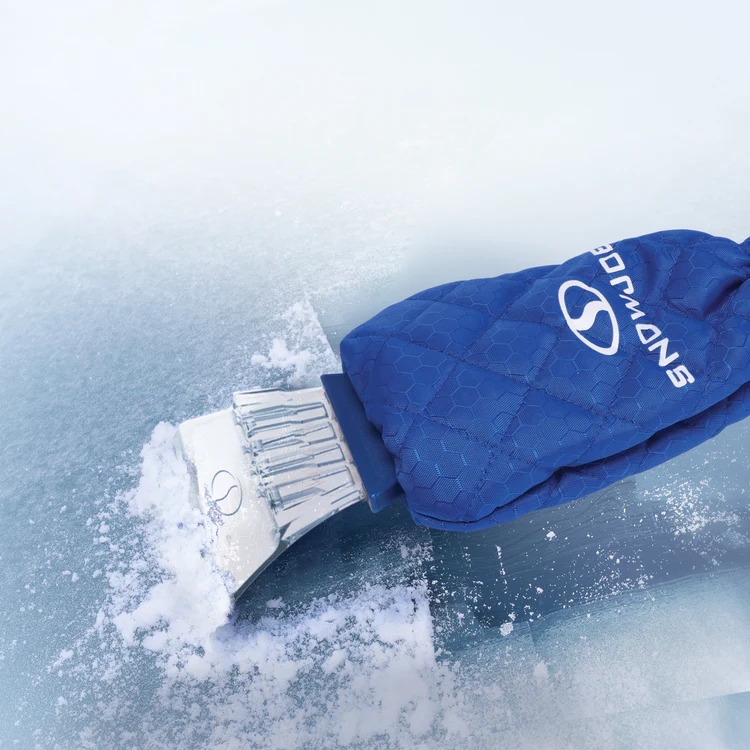 Waterproof Polar Fleece Lined Ice Scraper Mitt – Heavy-Duty, Blue