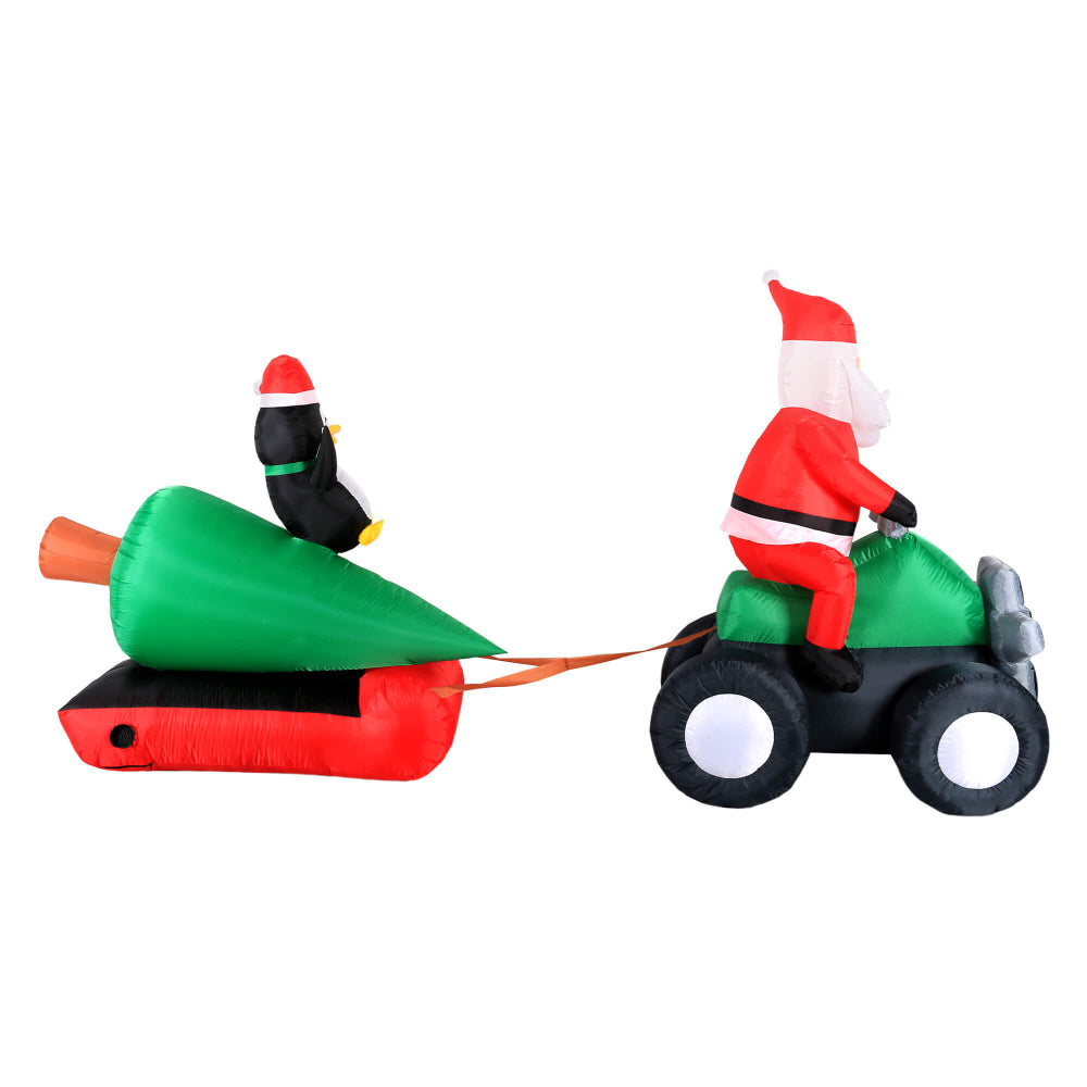 Occasions Christmas 12 Foot Inflatable Santa on ATV Pulling Tree, Penguin