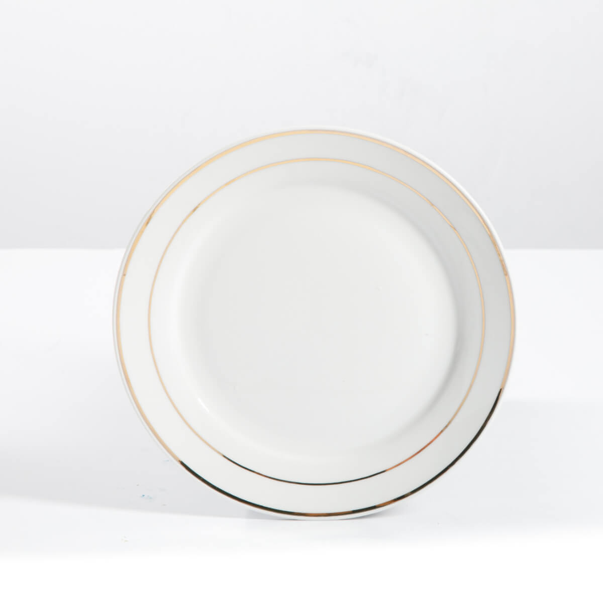 Gibson Palladine 16 Piece Dinnerware Set, Double Gold Banded, Fine Ceramic