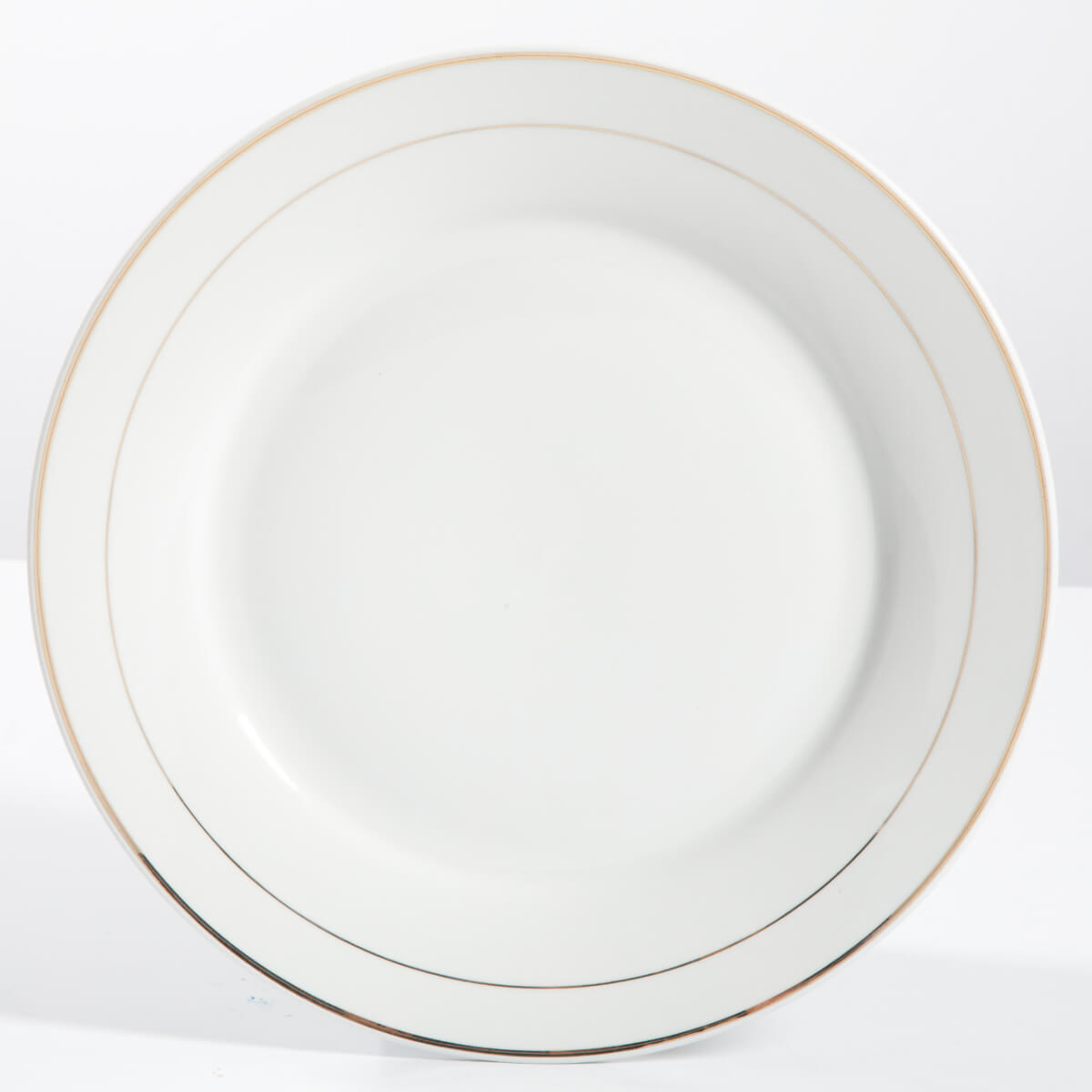 Gibson Palladine 16 Piece Dinnerware Set, Double Gold Banded, Fine Ceramic