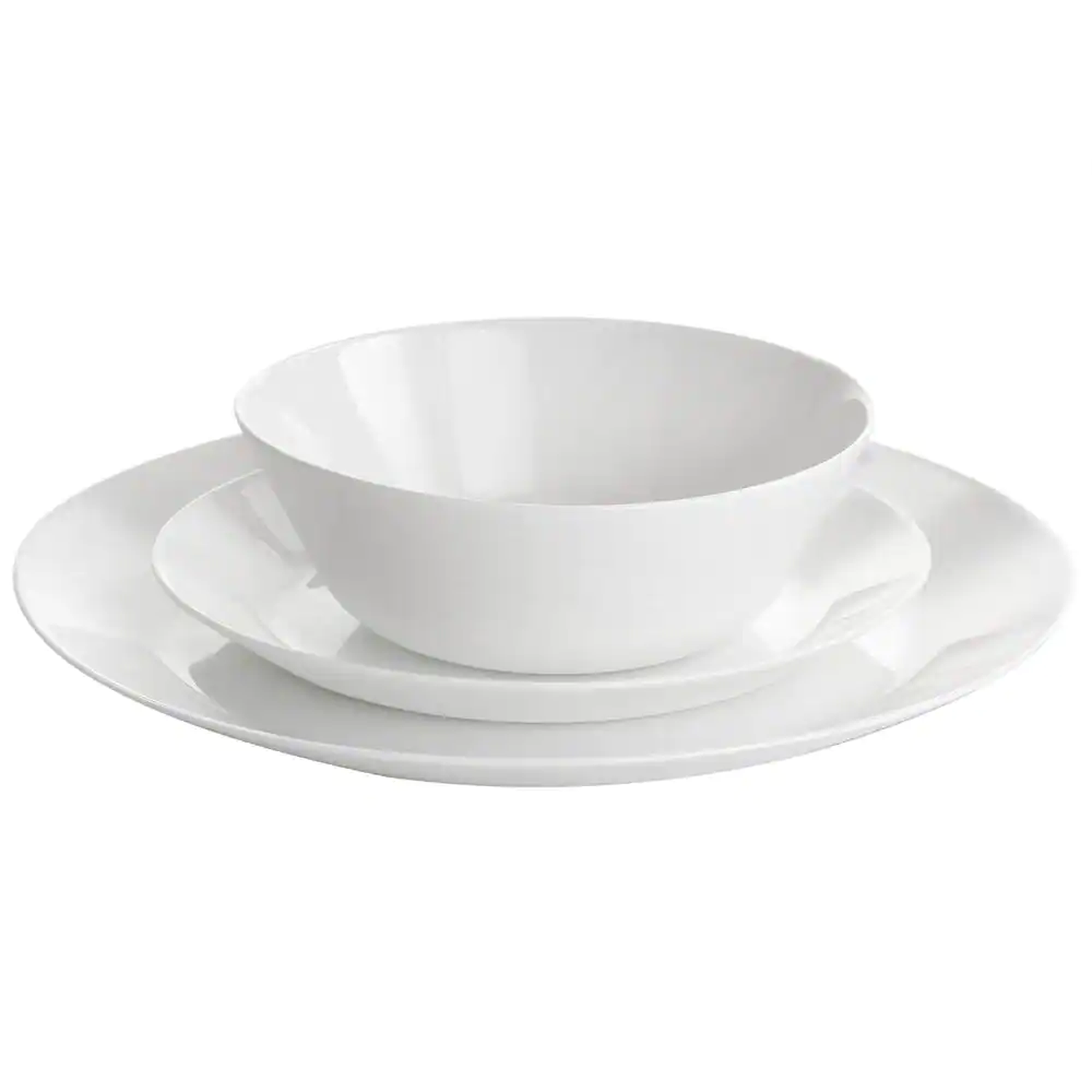 Gibson Courtyard 12 Piece Dinnerware Set in Opal Tempered Glass