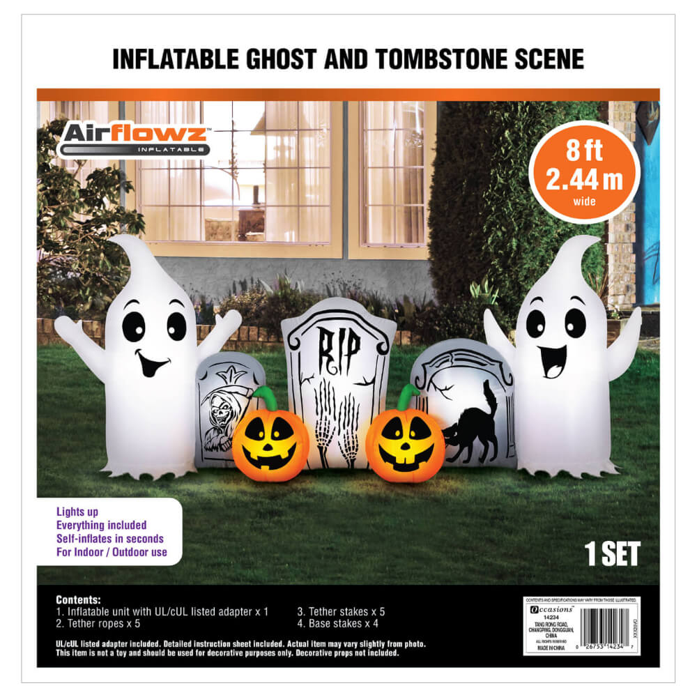 Occasions Halloween 8 Foot Inflatable Ghost And Tombstone Scene