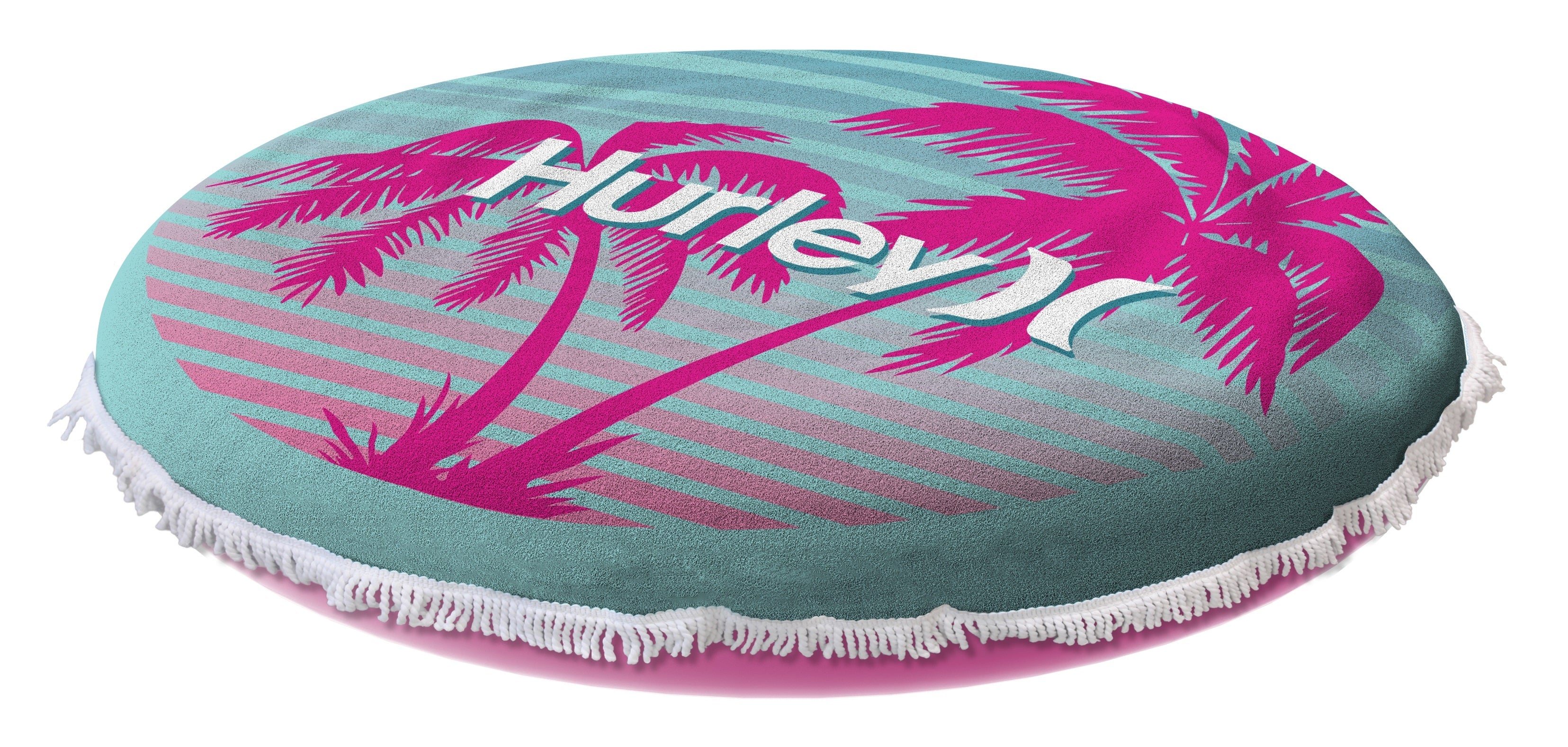 Hurley Inflatable Towel Top Island Pool Float, Pink Palm Tree Design