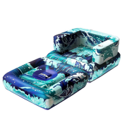 Hurley 2-In-1 Inflatable Pool Float Lounger, Blue Ocean Wave Design