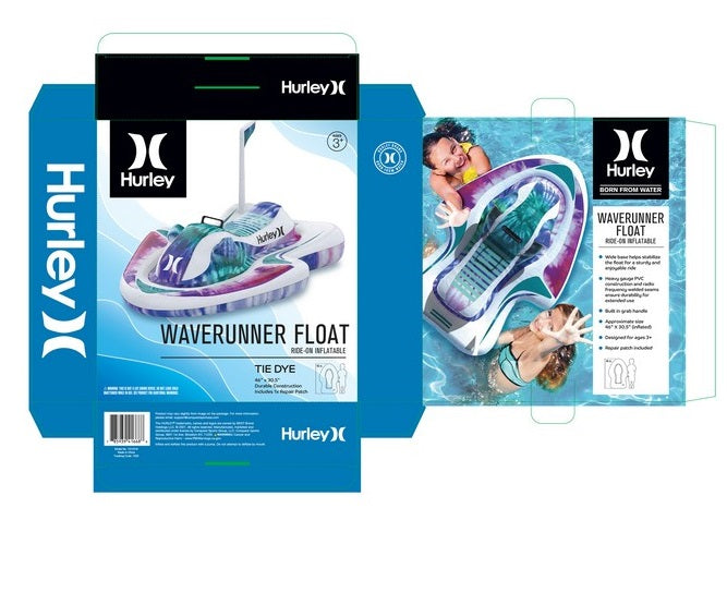 Hurley Wave Runner Water Inflatable Pool Float, Purple