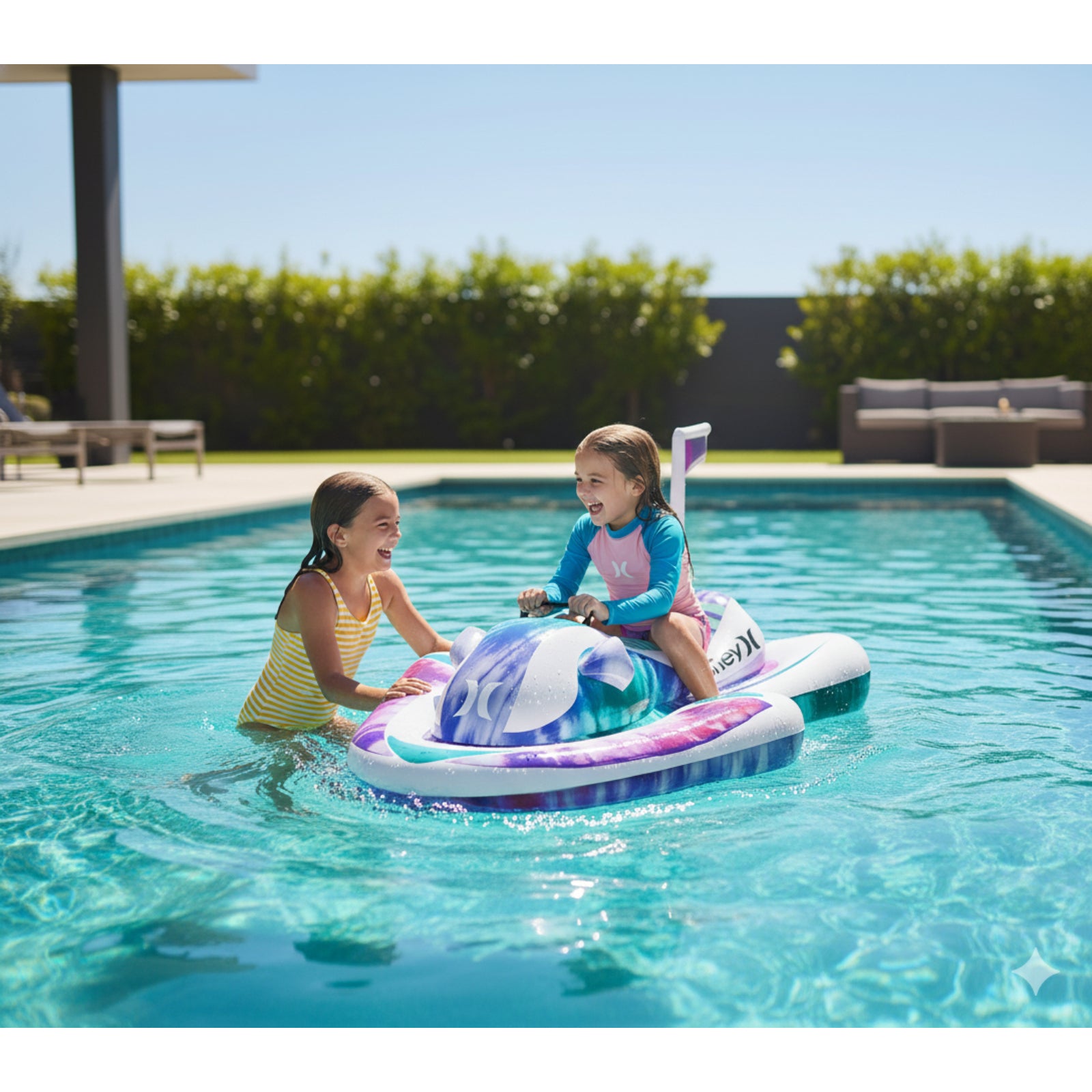 Hurley Wave Runner Water Inflatable Pool Float, Purple