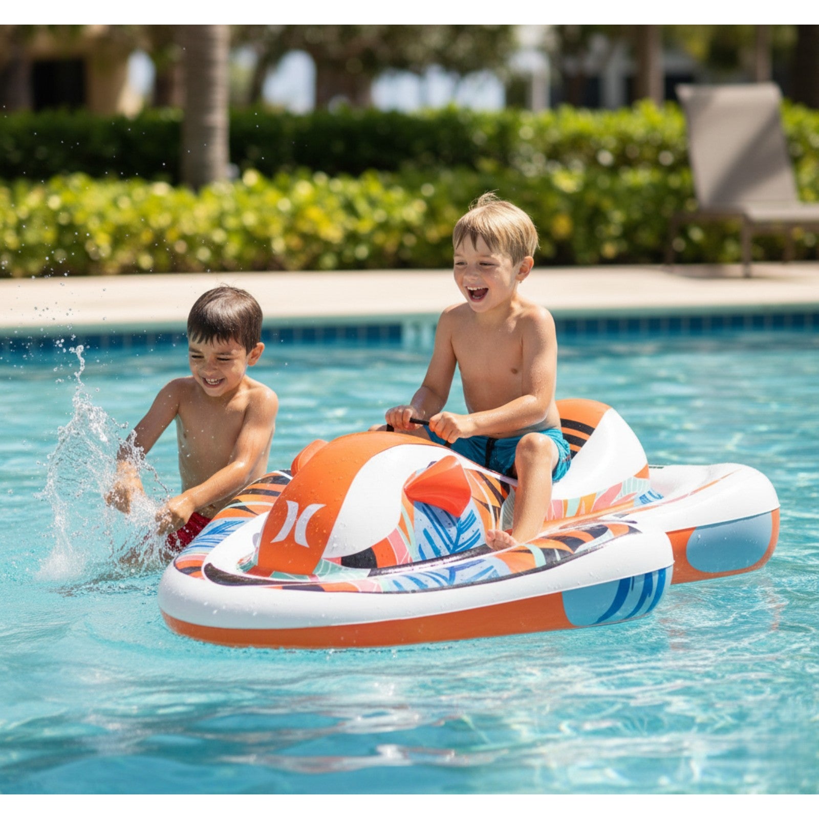 Hurley Wave Runner Water Inflatable Pool Float, Orange