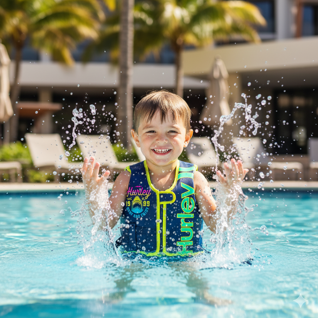Hurley Neoprene Zip Up Swim Training Vest, Dark Blue