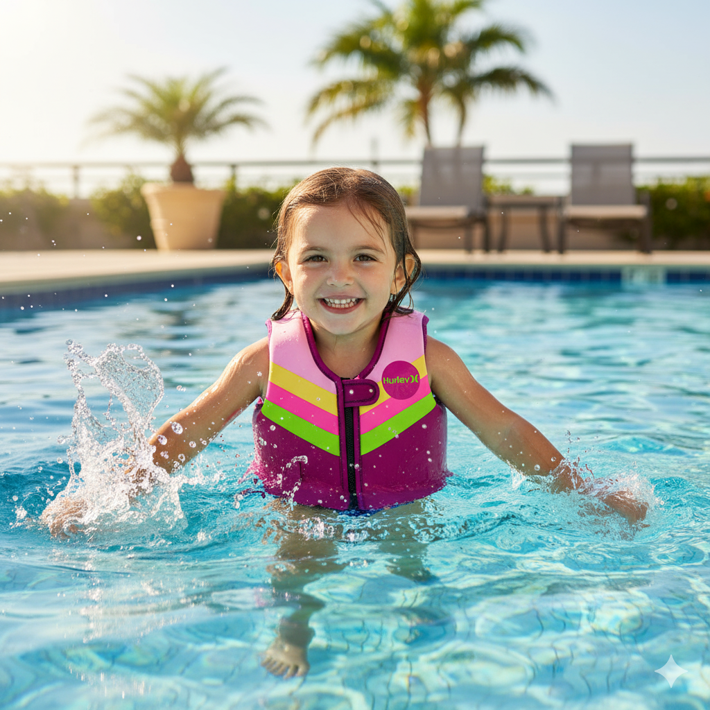 Hurley Neoprene Zip Up Swim Training Vest, Pink