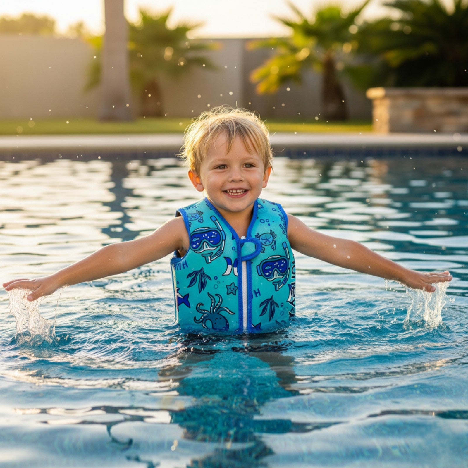 Hurley Neoprene Zip Up Swim Training Vest with Shark Design