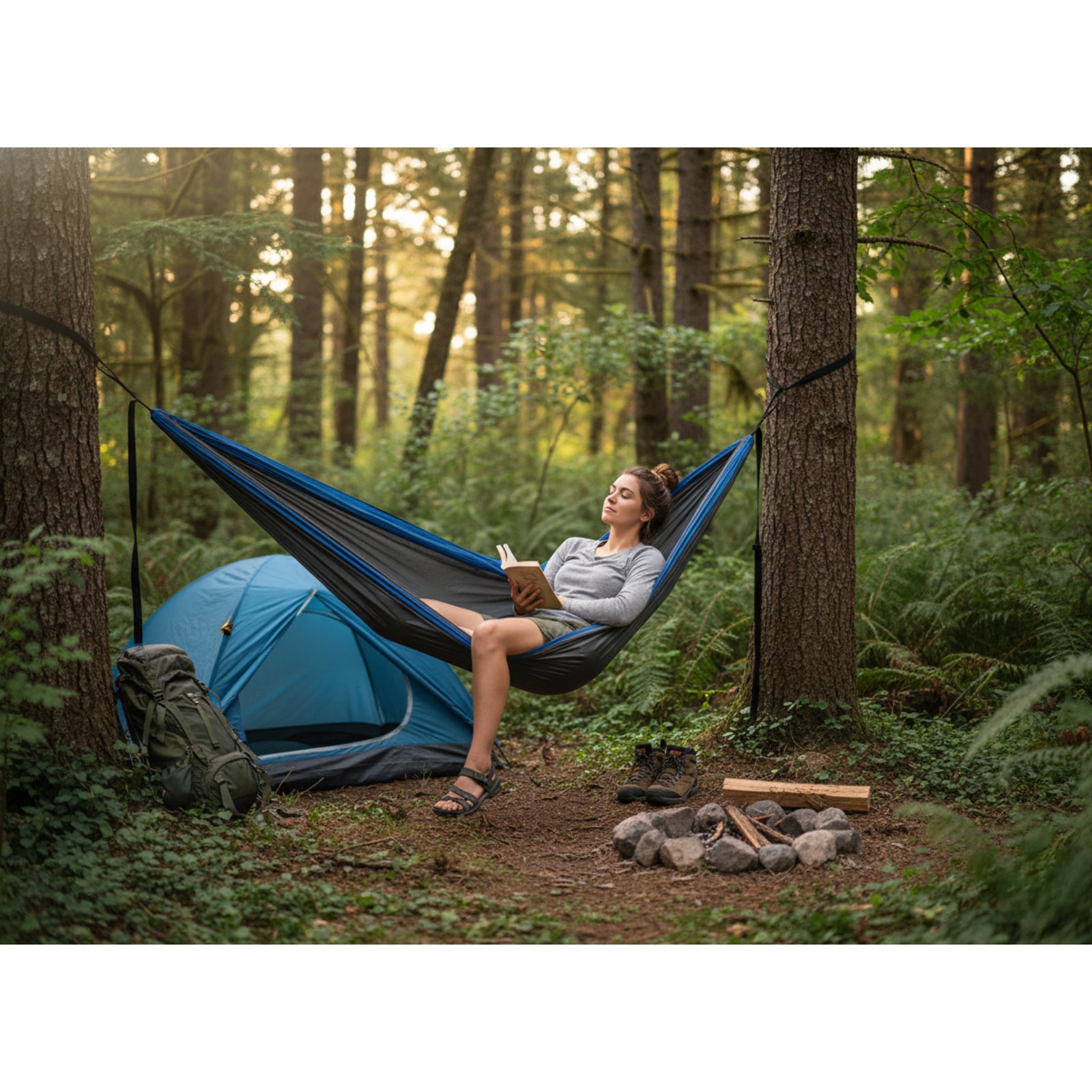 Hurley Uno Hammock 108"x54", Grey/Blue