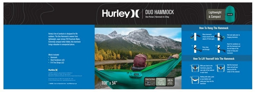 Hurley Uno Hammock 108"x54", Black/Grey