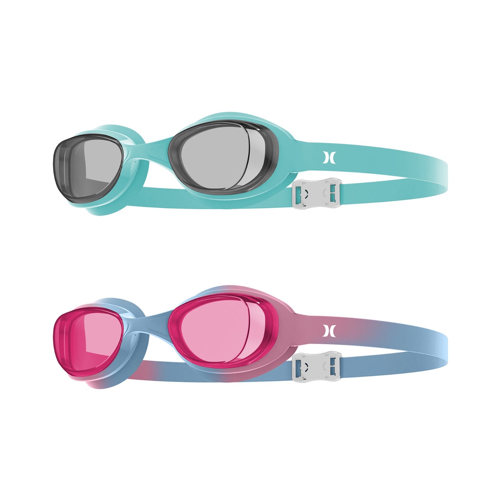 Hurley Youth Solari Blue & Pink Swim Goggles 2 pack Trap Blist