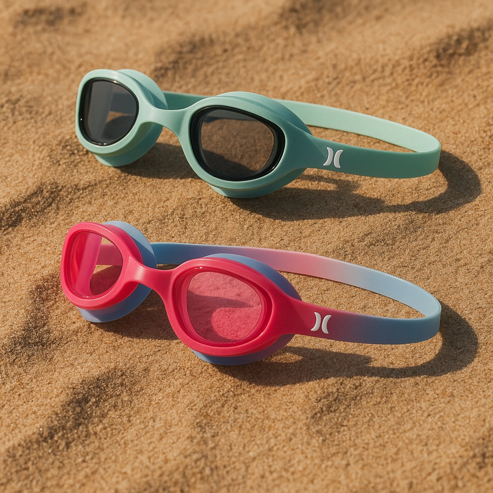 Hurley Youth Solari Blue & Pink Swim Goggles 2 pack Trap Blist