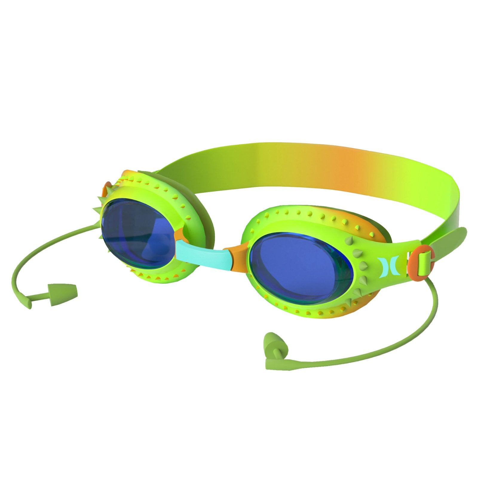 Hurley Youth Green Spikey Swim Goggle with Earplugs