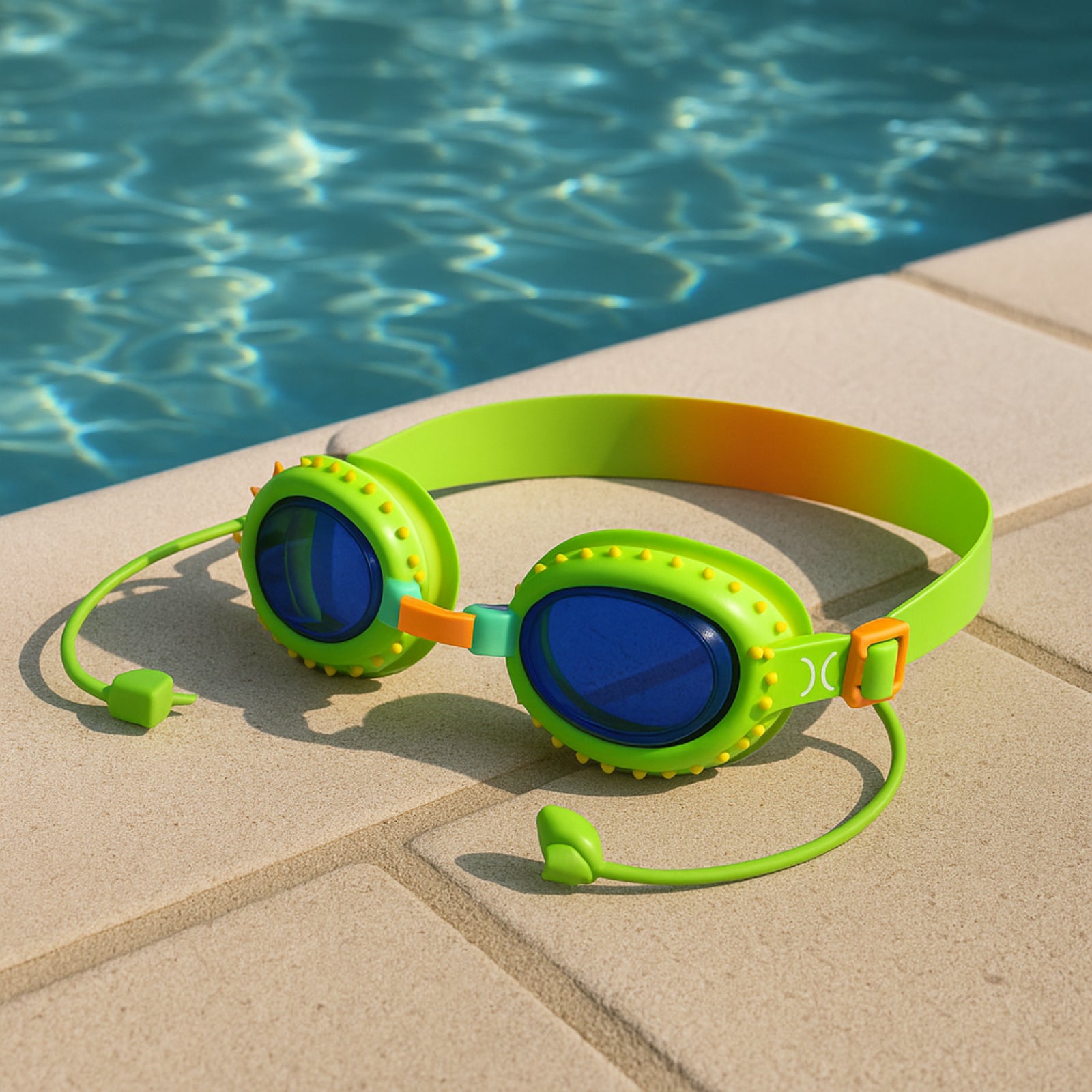 Hurley Youth Green Spikey Swim Goggle with Earplugs