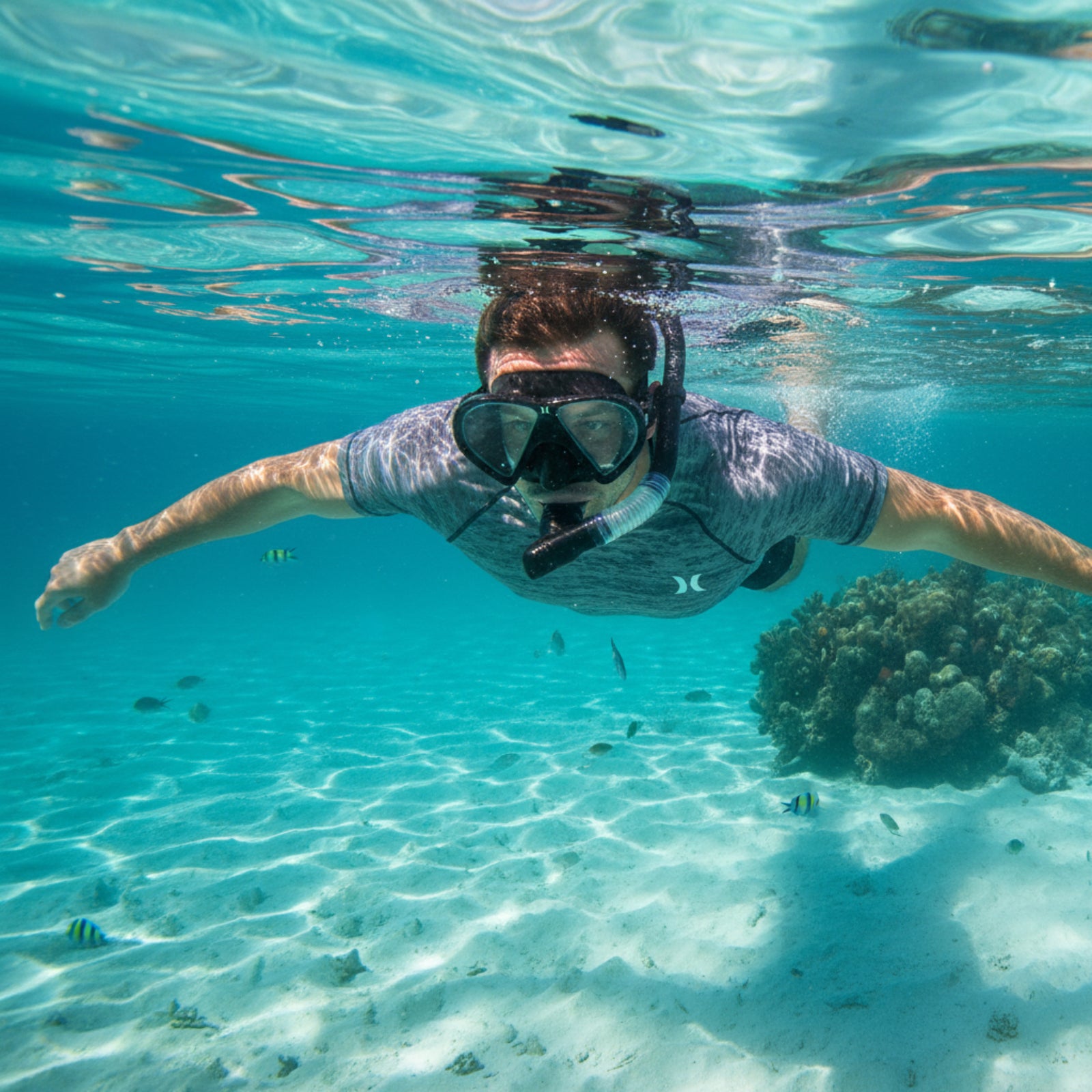 Hurley Adult Black Snorkel Set