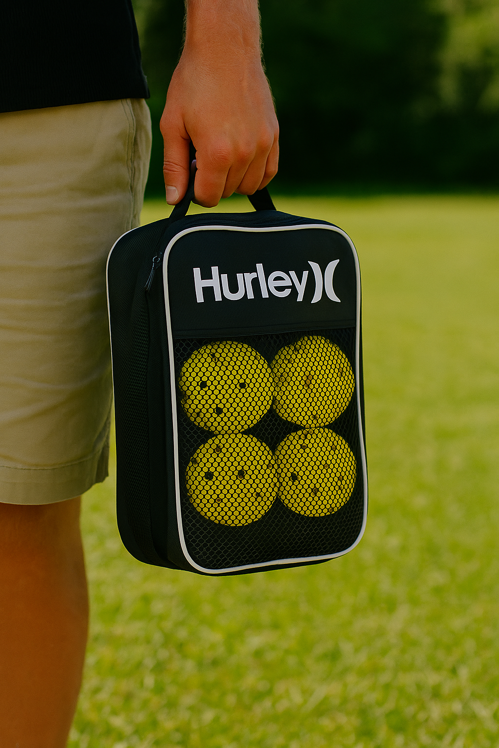 Hurley Neon Yellow 6 pack High Vis Pickle Ball with Carry Bag