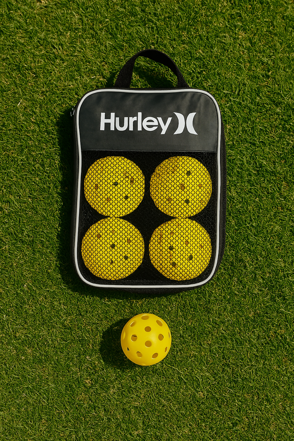 Hurley Neon Yellow 6 pack High Vis Pickle Ball with Carry Bag