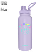 Hurley 32Oz Reusable Water Bottle With Chug Cap Stainless Steel Sports Bottle