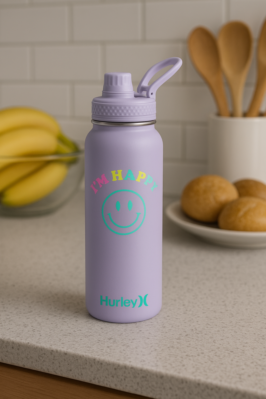 Hurley 32Oz Reusable Water Bottle With Chug Cap Stainless Steel Sports Bottle