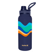 Hurley Navy Wave32 Oz Ss Bottle With Chug Cap