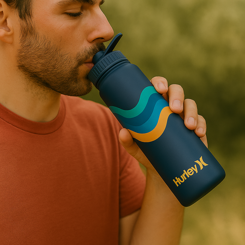 Hurley Navy Wave32 Oz Ss Bottle With Chug Cap