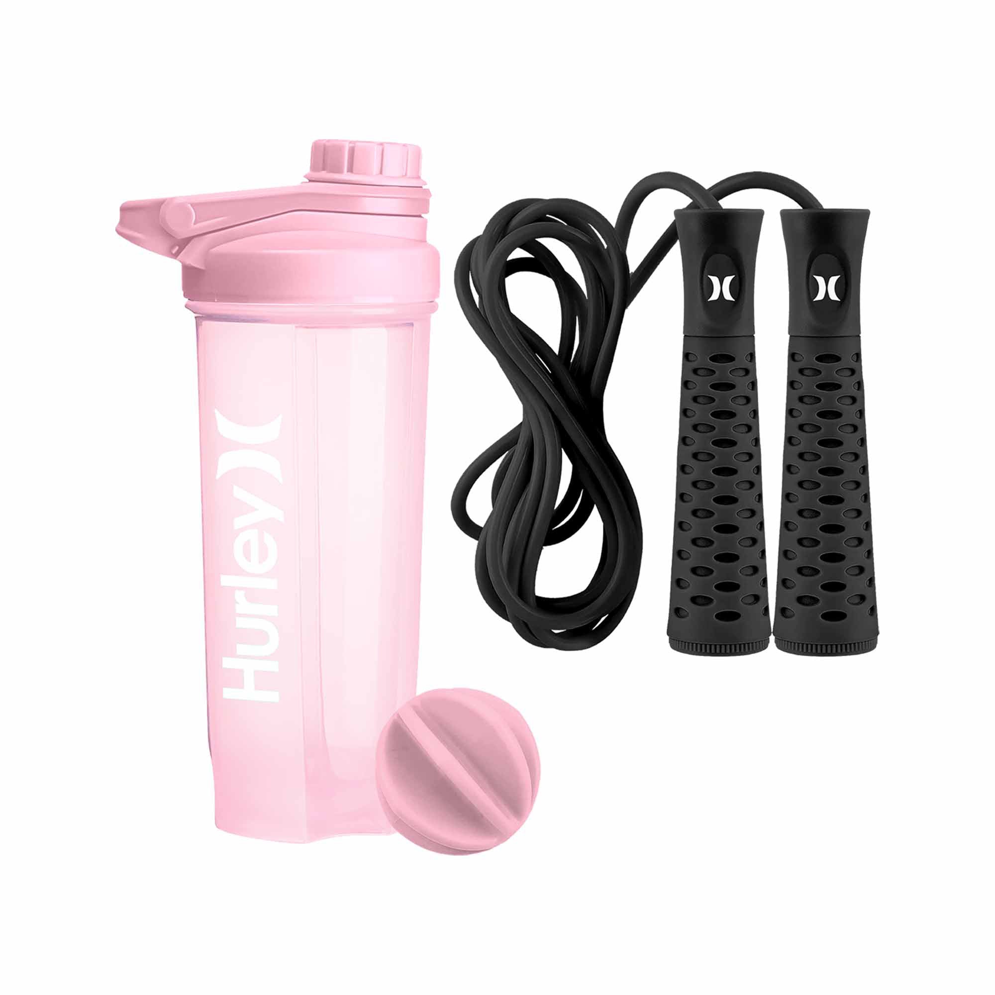 Hurley Pink 28 Oz Shaker Bottle with Fitness Rope