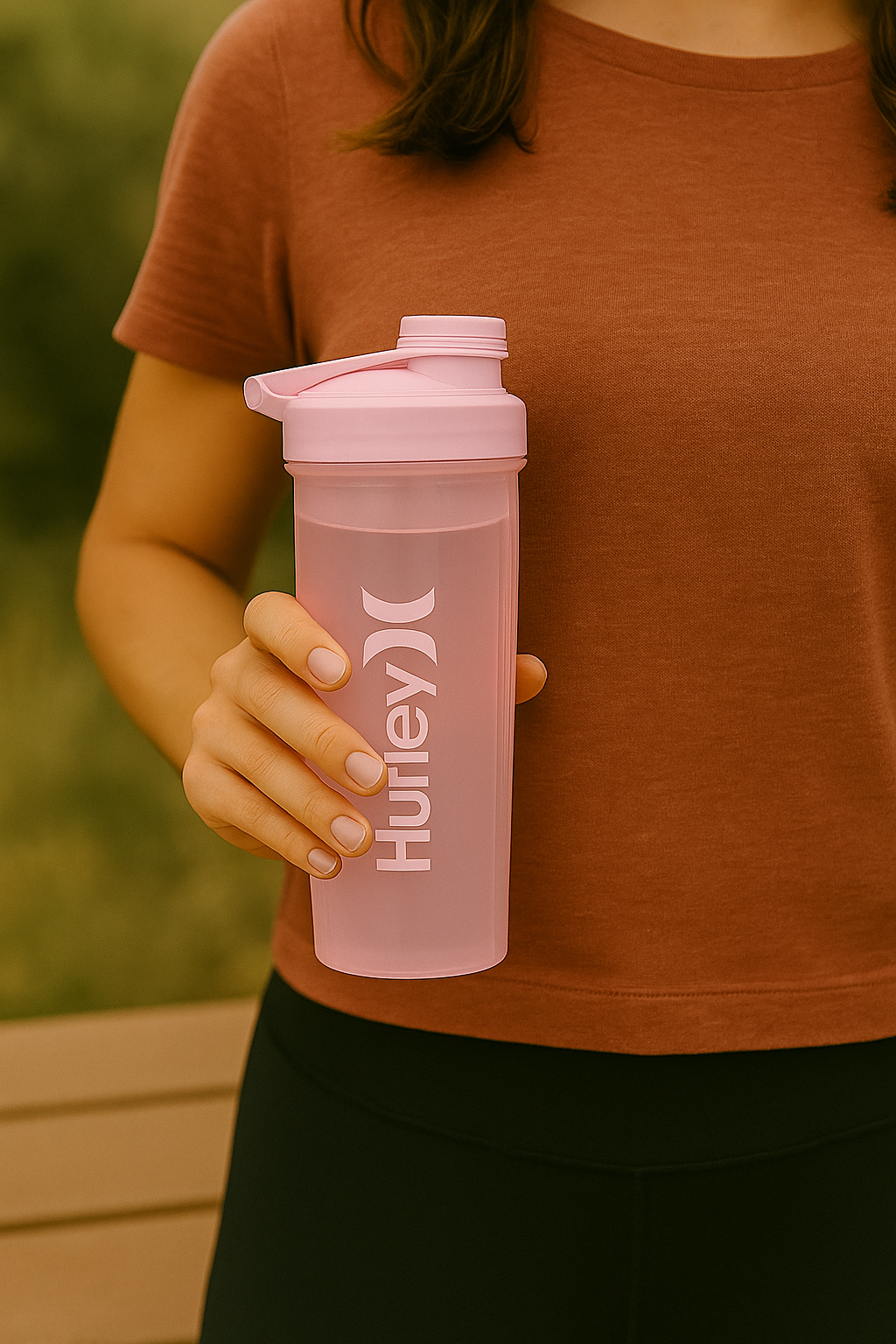 Hurley Pink 28 Oz Shaker Bottle with Fitness Rope