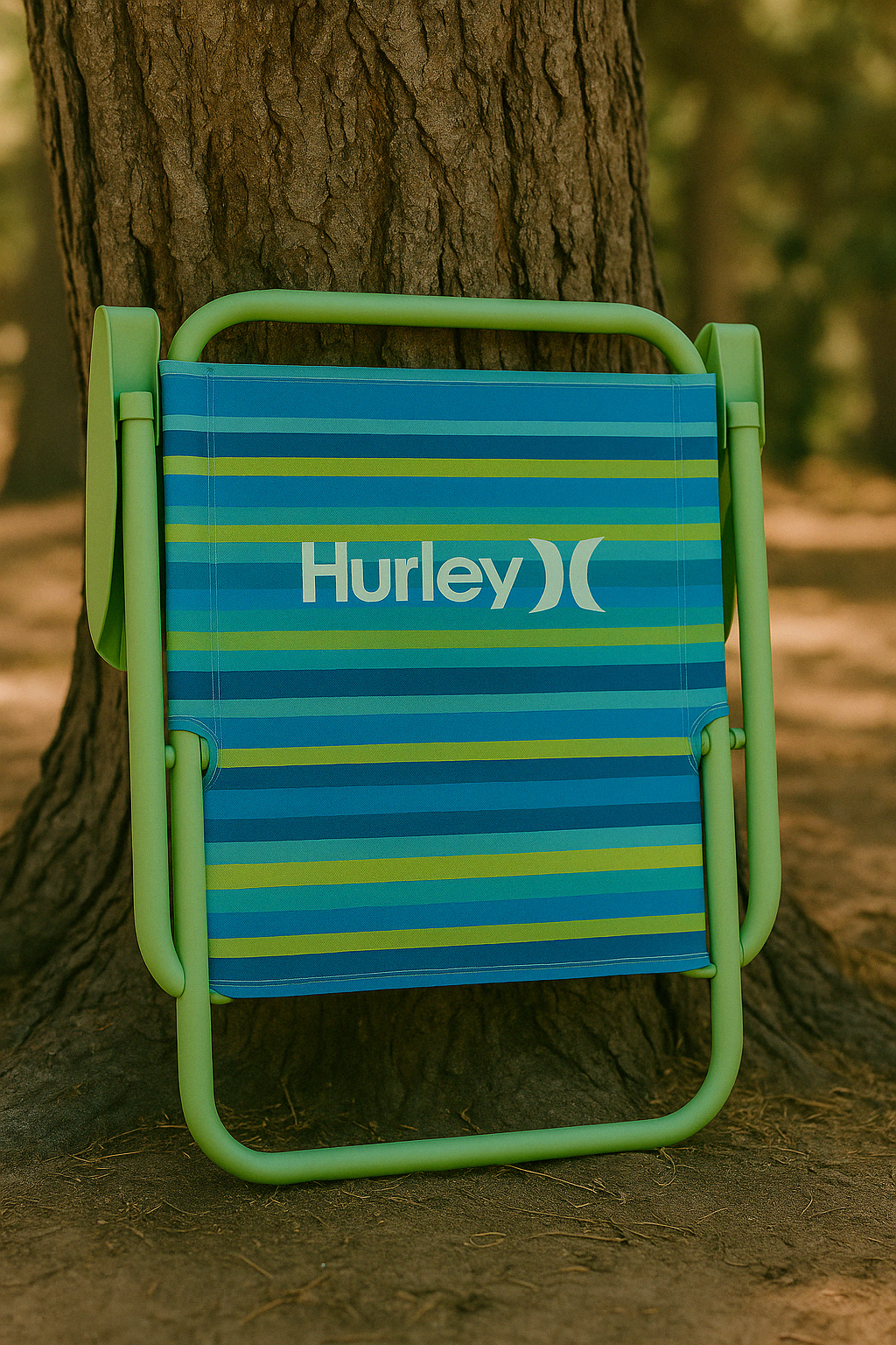 Hurley Single Position Blue and Green Design Beach Chair