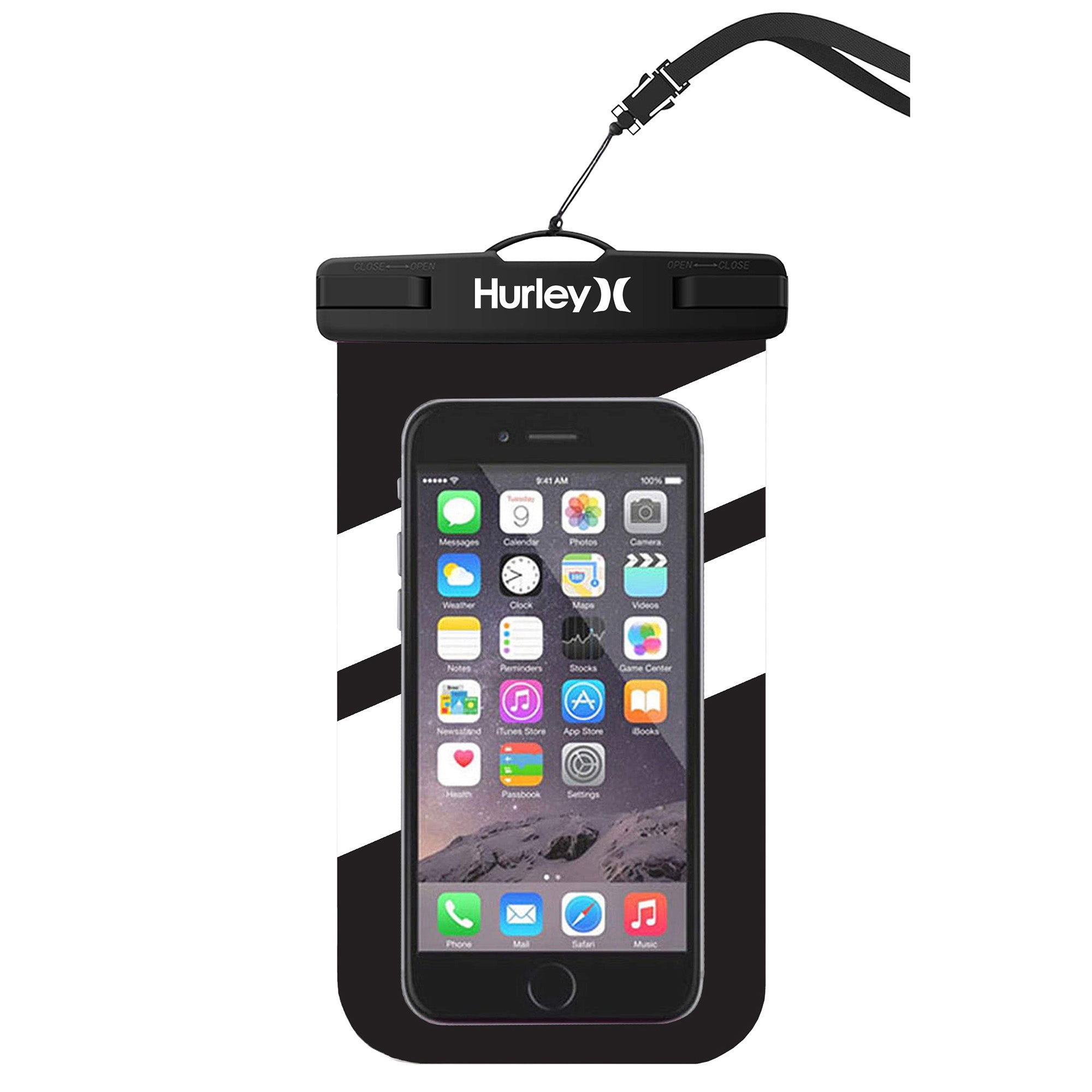 Hurley Water Proof Smart Phone Pouch White and Black Printed