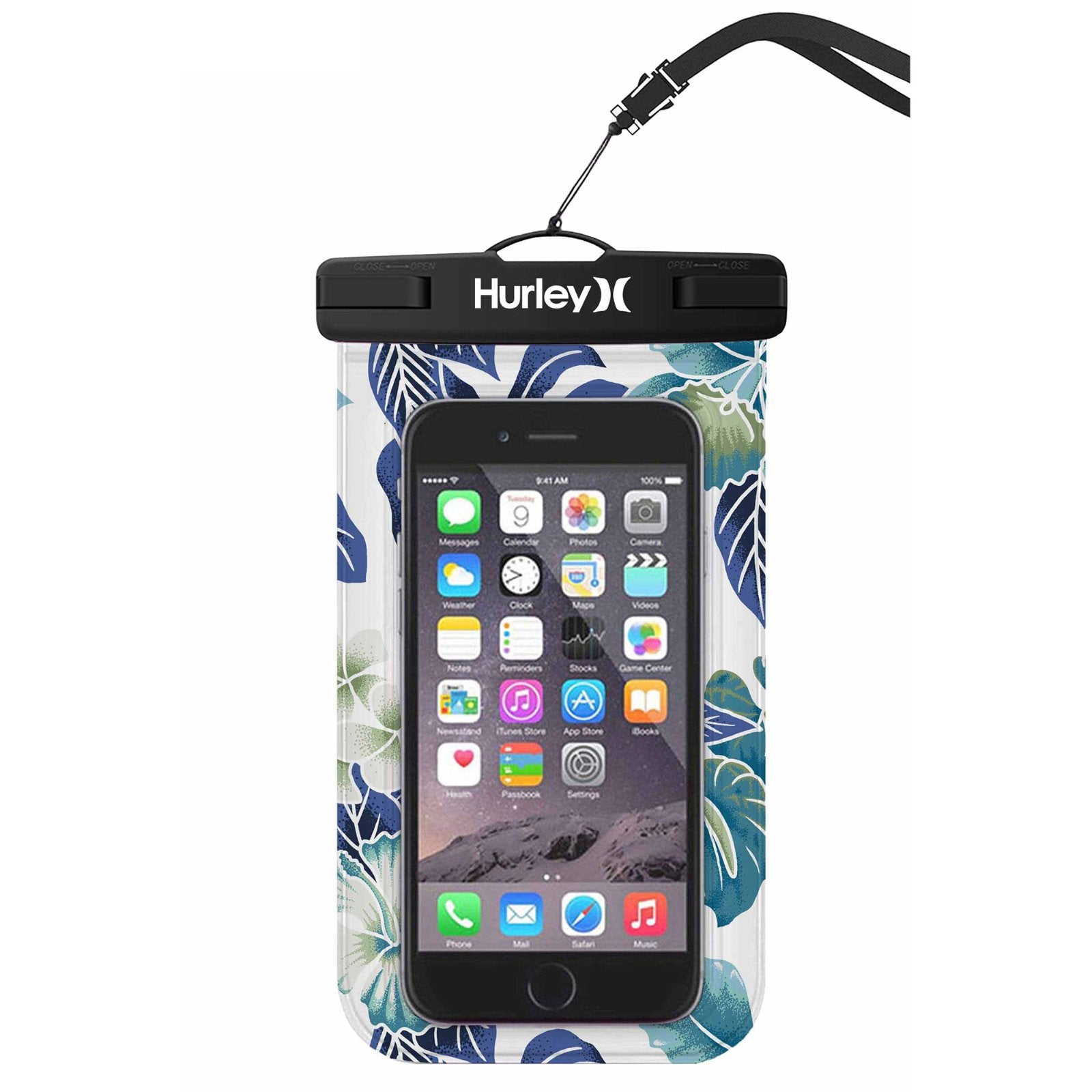 Hurley Water Proof Smart Phone Pouch Blue and Green Design