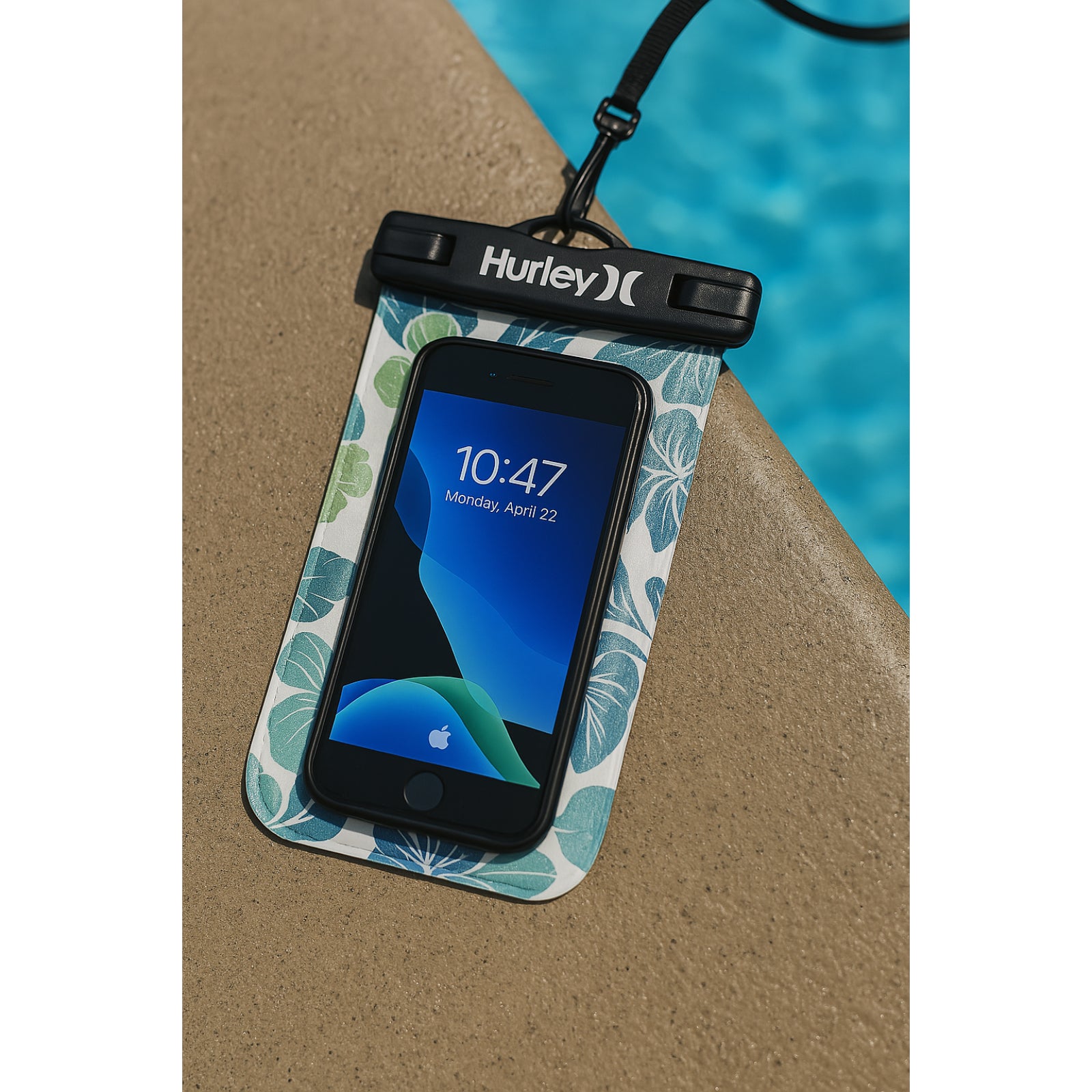 Hurley Water Proof Smart Phone Pouch Blue and Green Design