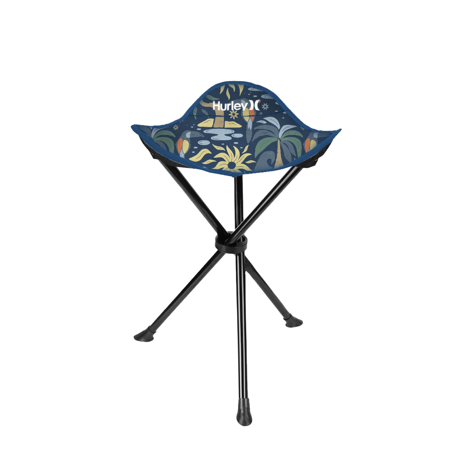 Hurley Foldable Palm Tree Design Tri-Leg Stool With Travel Bag
