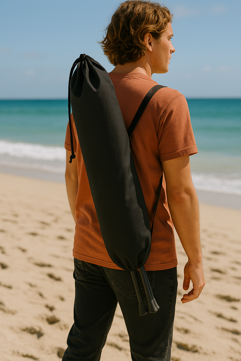 Hurley Foldable Palm Tree Design Tri-Leg Stool With Travel Bag