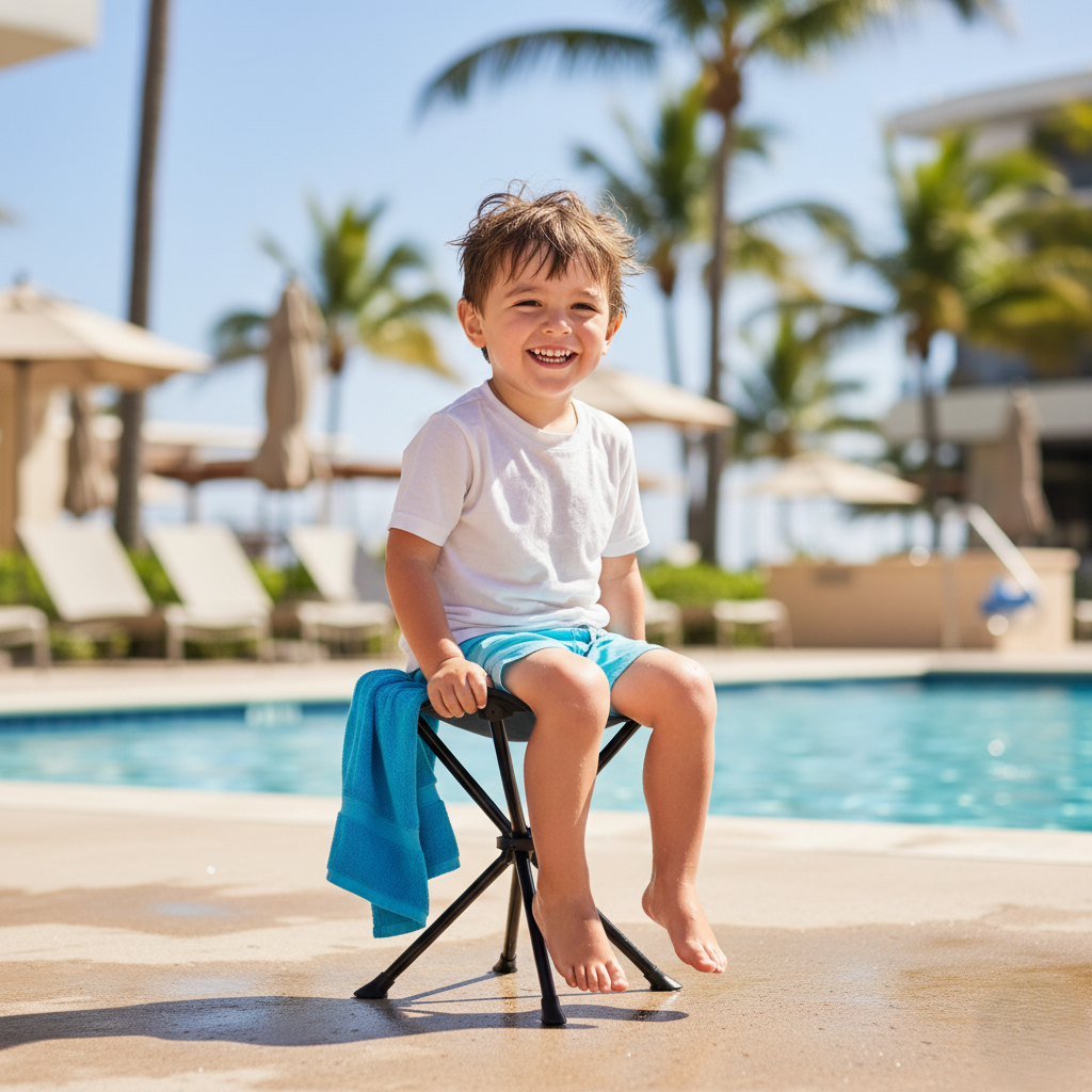 Hurley Foldable Grey and Black Design Tri-Leg Stool With Travel Bag