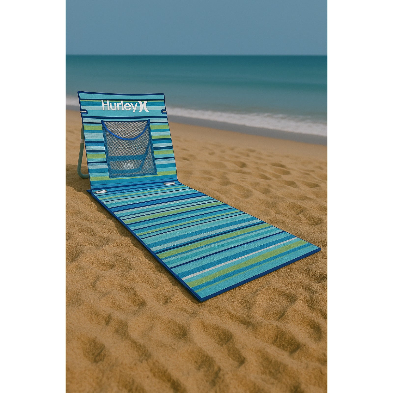 Hurley Blue and Green Design Beach Groundmat With Backrest