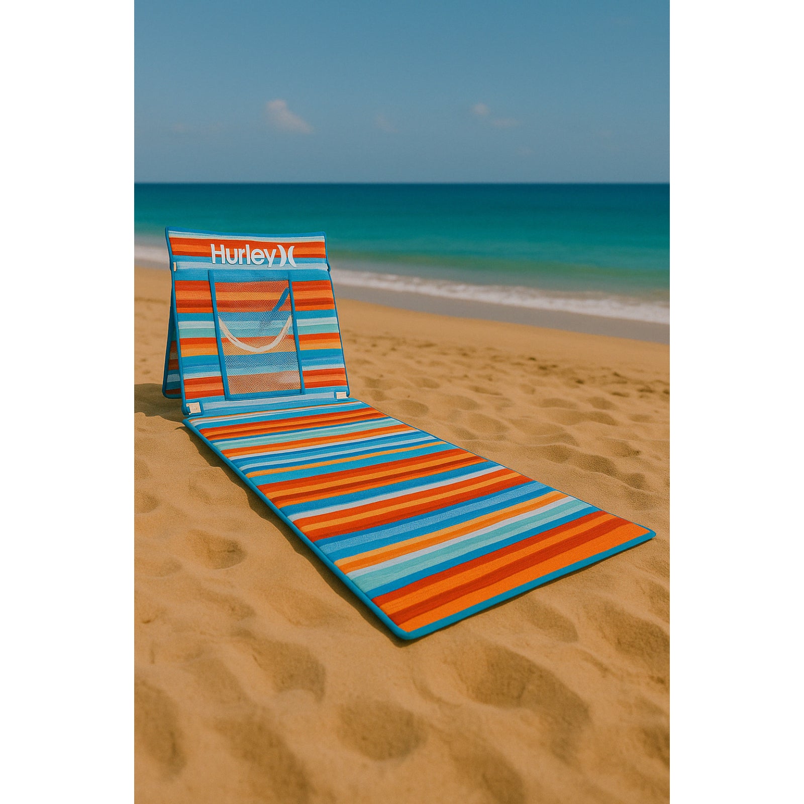 Hurley Blue and Red Beach Ground Mat With Backrest