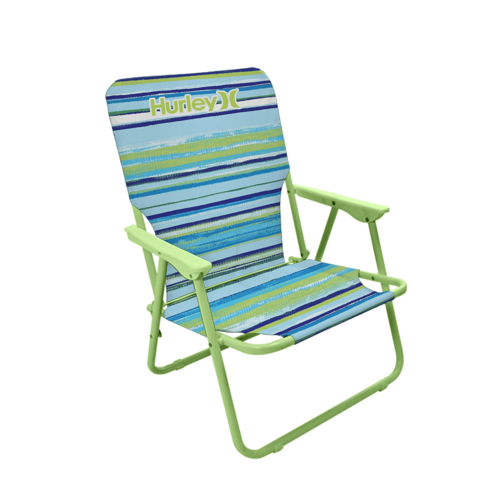 Hurley Single Position Blue and Green Design Beach Chair