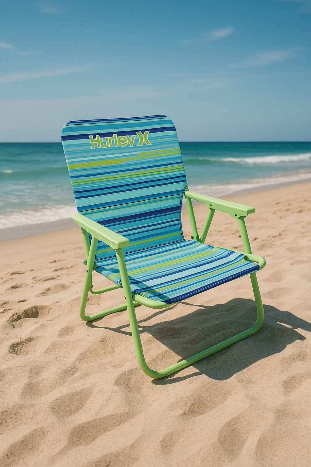 Hurley Single Position Blue and Green Design Beach Chair